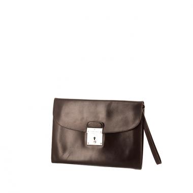Pochette Hermès in pelle box marrone