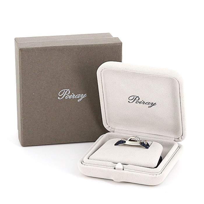 Bracelet Poiray Godron en or blanc,  diamants et soie bleu-nuit