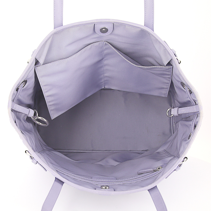 Sac cabas Dior Panarea en toile enduite et cuir parme - Detail D2