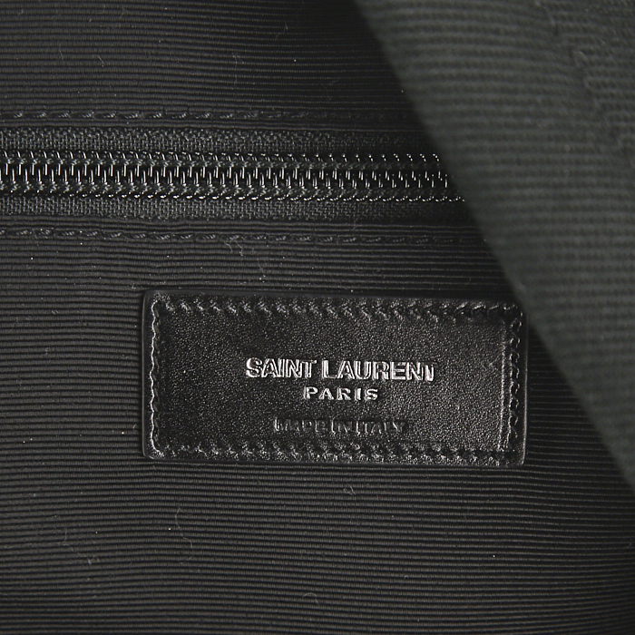 Saint Laurent backpack in black canvas and black leather - Detail D3