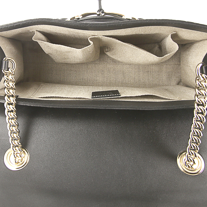 Sac à main Gucci Emily en cuir monogram noir - Detail D2