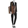 Shopping bag Louis Vuitton Flanerie in tela monogram ebana e pelle naturale - Detail D1 thumbnail