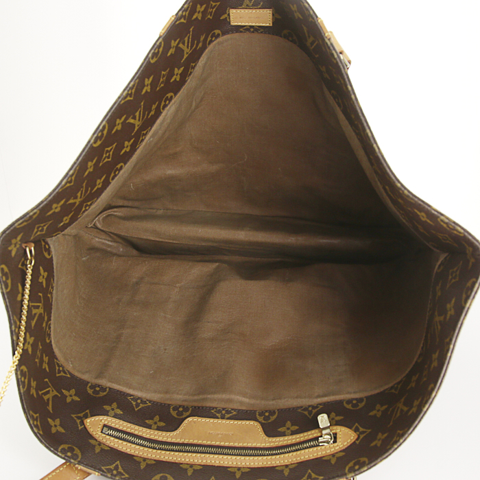 Louis Vuitton Flanerie shopping bag in ebene monogram canvas and natural leather - Detail D2