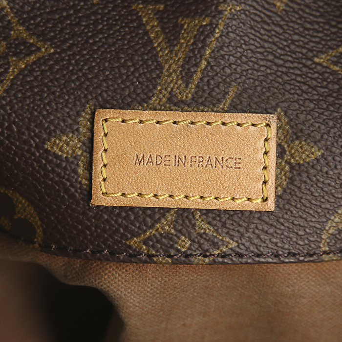 Louis Vuitton Flanerie shopping bag in ebene monogram canvas and natural leather - Detail D3