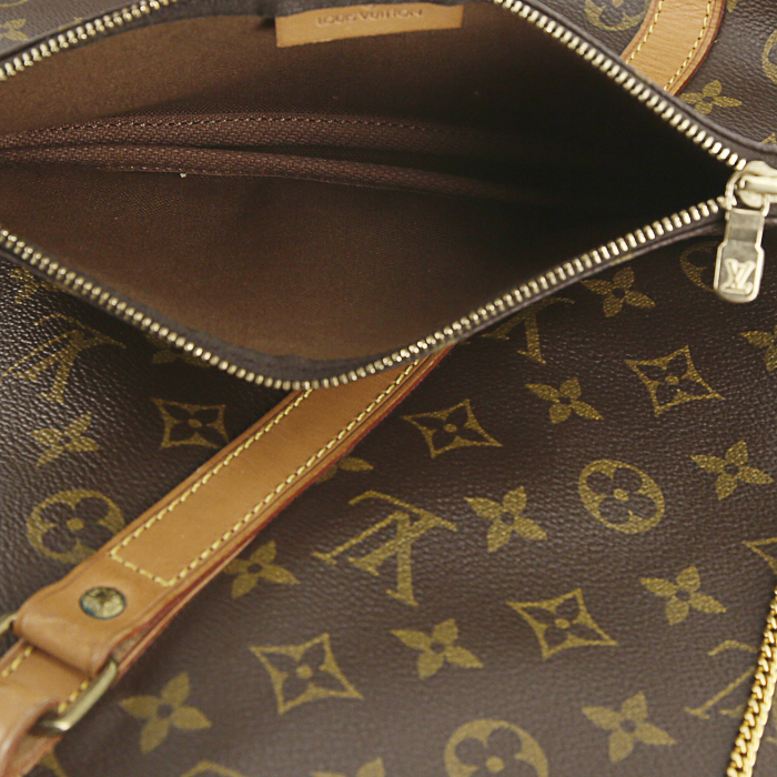 Louis Vuitton Flanerie shopping bag in ebene monogram canvas and natural leather - Detail D5