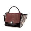 Celine Trapeze handbag in brown, beige and burgundy python and black leather - 00pp thumbnail