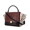 Celine Trapeze medium model handbag in brown and beige python and black leather - 00pp thumbnail