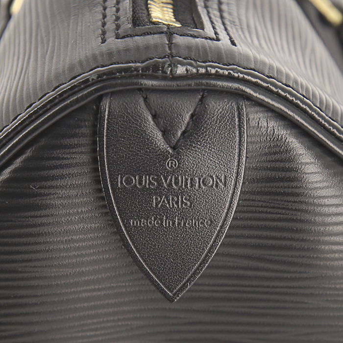 Sac à main Louis Vuitton Speedy 25 cm en cuir épi noir - Detail D3