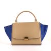 Celine Trapeze medium model handbag in beige and blue leather - 360 thumbnail