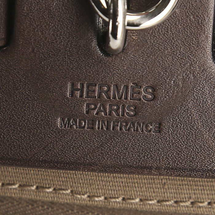Borsa a tracolla Hermes Herbag in tela e pelle marrone - Detail D3