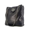 Chanel Vintage shopping bag in navy blue leather - 00pp thumbnail