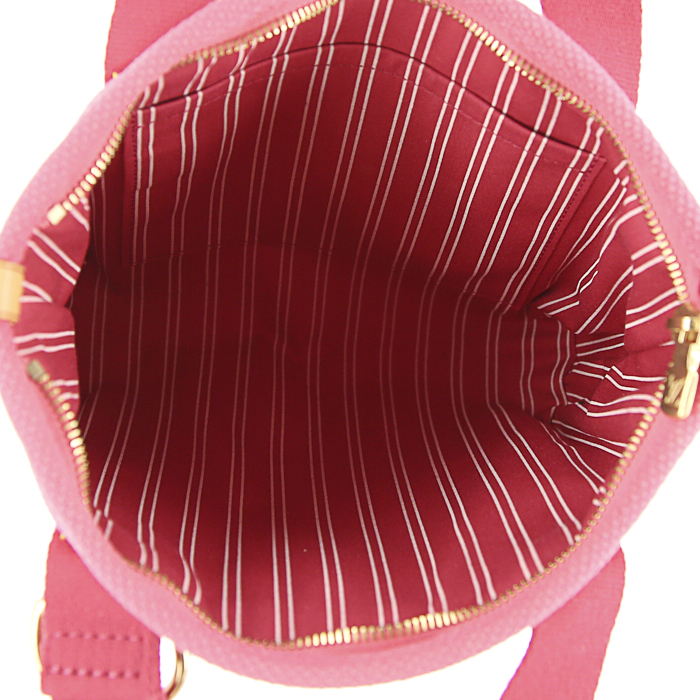 Louis Vuitton Antigua handbag in pink and pink Rubis bicolor canvas and natural leather - Detail D2
