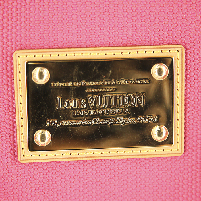 Louis Vuitton Antigua handbag in pink and pink Rubis bicolor canvas and natural leather - Detail D3