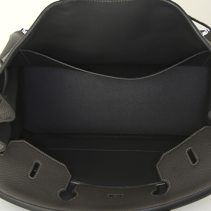 Hermes Birkin 40 cm large model handbag in grey togo leather - Detail D2