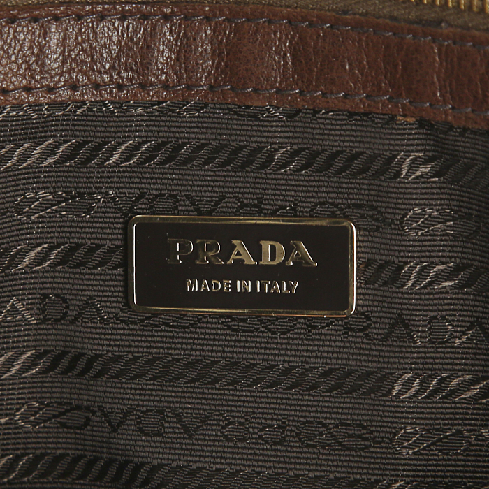 Sac 24 heures Prada Antic Buckles en cuir marron - Detail D3