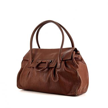 Borsa Salvatore Ferragamo in pelle marrone con motivo a fori