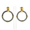 Fred Force 10 1980's hoop earrings in yellow gold and stainless steel - 360 thumbnail