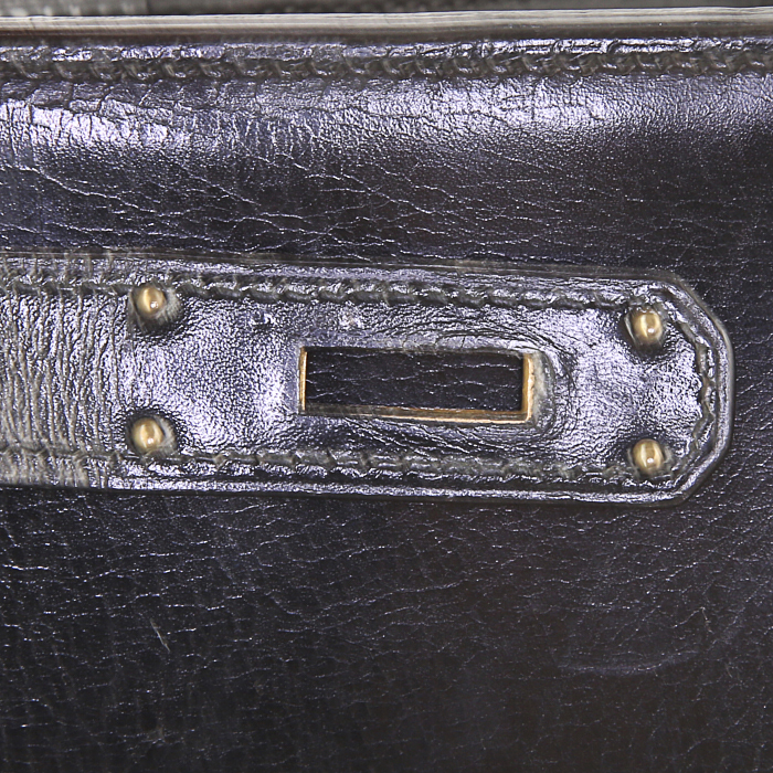 Sac à main Hermes Kelly 35 cm en cuir box noir - Detail D5