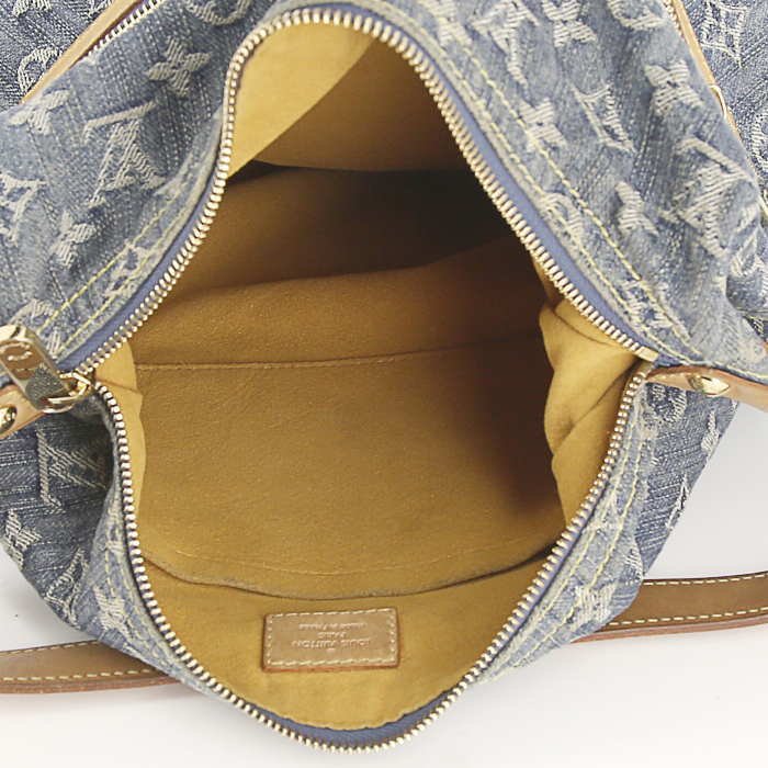 Louis Vuitton Baggy large model handbag in blue monogram denim canvas and natural leather - Detail D2