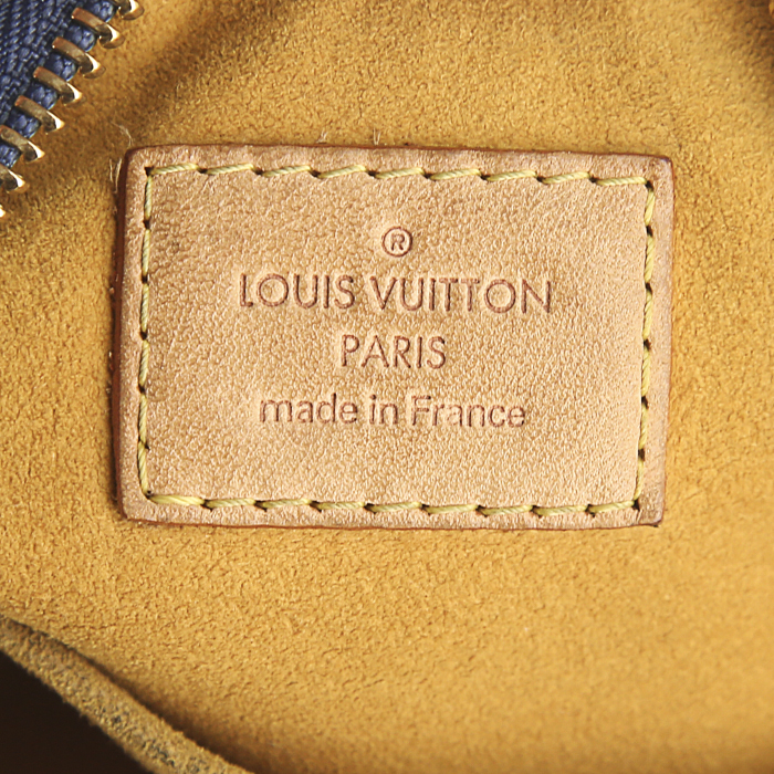 Sac à main Louis Vuitton Baggy grand modèle en toile denim monogrammée bleue et cuir naturel - Detail D3
