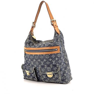 Sac à main Louis Vuitton Baggy grand modèle en toile denim monogrammée bleue et cuir naturel