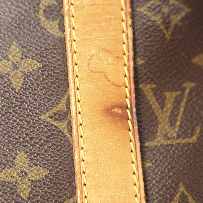 Borsa da viaggio Louis Vuitton Keepall 50 cm in tela monogram e pelle naturale - Detail D5