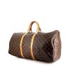 Borsa da viaggio Louis Vuitton Keepall 55 cm in tela monogram ebana e pelle naturale - 00pp thumbnail