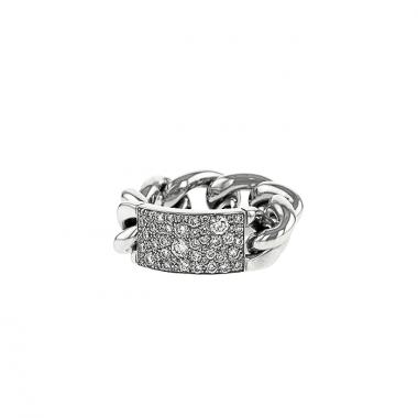 Bague souple Dior Gourmette grand modèle en or blanc et diamants