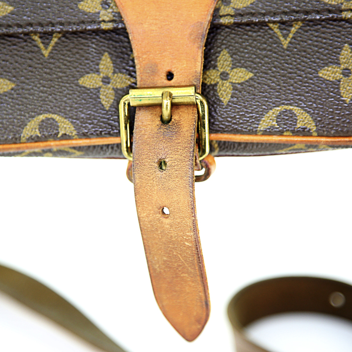 Borsa a tracolla Louis Vuitton Cartouchiére in tela monogram marrone e pelle naturale - Detail D4