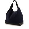 Shopping bag Marni in pelle nera e camoscio blu marino - 00pp thumbnail