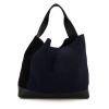 Marni shopping bag in black leather and navy blue suede - 360 thumbnail