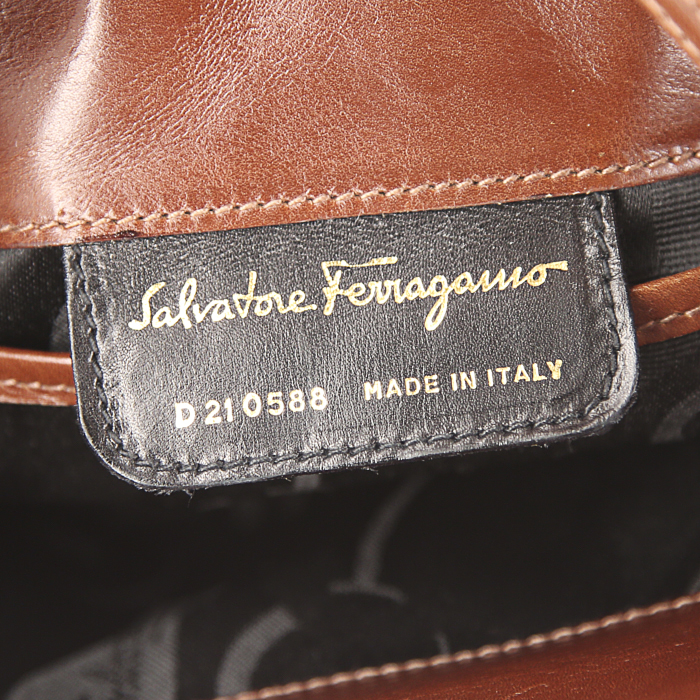 Borsa a tracolla Salvatore Ferragamo Vara in pelle marrone cioccolato - Detail D3