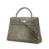 Hermes Kelly 35 cm handbag in green ostrich leather - 00pp thumbnail