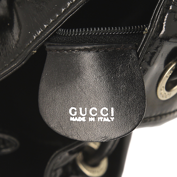 Borsa Gucci Bamboo in pelle verniciata nera - Detail D4
