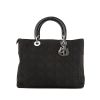 Dior Lady Dior large model handbag in black canvas cannage and black patent leather - 360 thumbnail