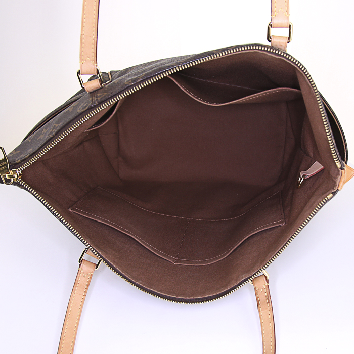 Louis Vuitton Totally medium model shopping bag in monogram canvas and natural leather - Detail D2