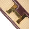 Hermes Constance handbag in burgundy leather and beige canvas - Detail D5 thumbnail