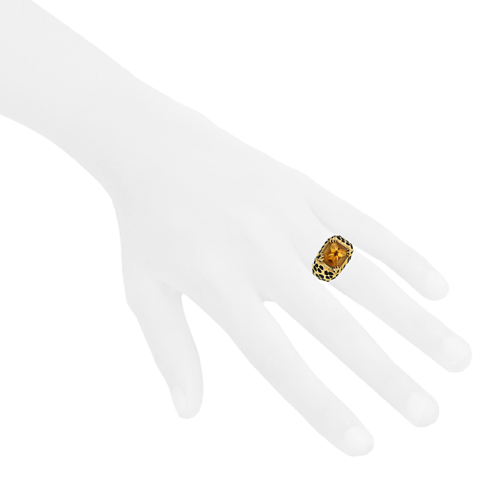 Anello Dior Mitza in oro giallo e smalto nero e quarzo citrino - Detail D1