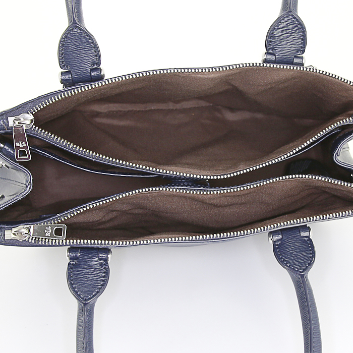 Bolso de mano Ralph Lauren en cuero azul marino - Detail D2