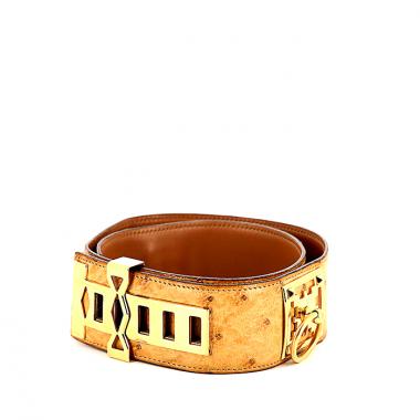 Ceinture Hermès Médor en autruche gold