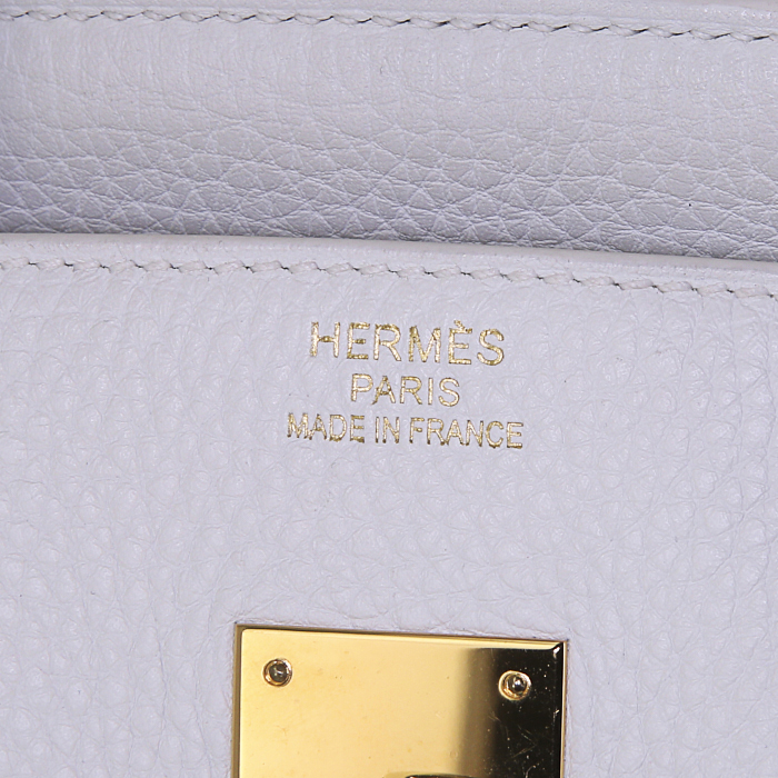 Bolso de mano Hermes Birkin 35 cm en cuero togo blanco - Detail D3