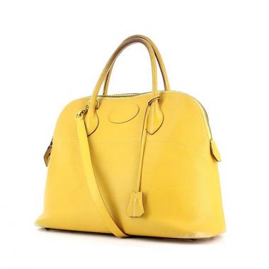 Bolso de mano Hermes Bolide 30 cm en cuero epsom amarillo