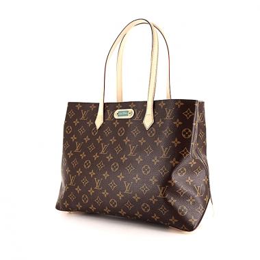 Bolso de mano Louis Vuitton Wilshire modelo mediano en lona Monogram marrón y cuero natural