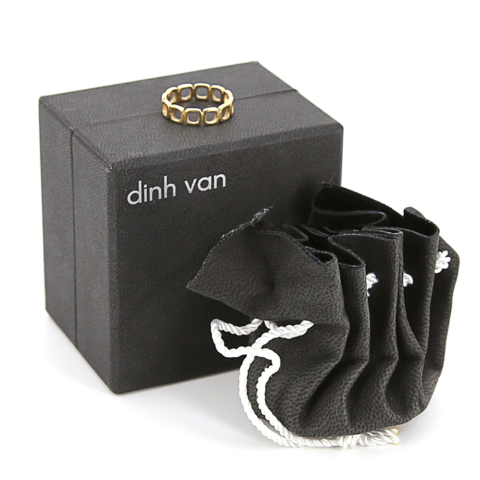 Hemstitched Dinh Van Impression Domino ring in yellow gold - Detail D2