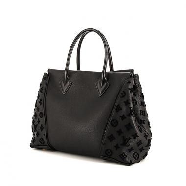 Sac à main Louis Vuitton Tote W en cuir noir et daim noir