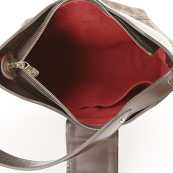 Louis Vuitton Sistina handbag in ebene damier canvas and brown leather - Detail D2