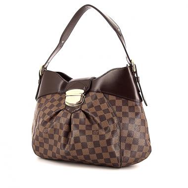 Sac à main Louis Vuitton Sistina en toile damier ébène et cuir marron