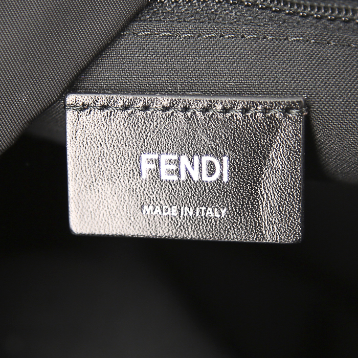 Mochila Fendi Bag Bugs en lona y cuero negra, rosa y blanca y piel azul - Detail D3