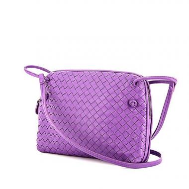 Bolso bandolera Bottega Veneta en cuero intrecciato violeta