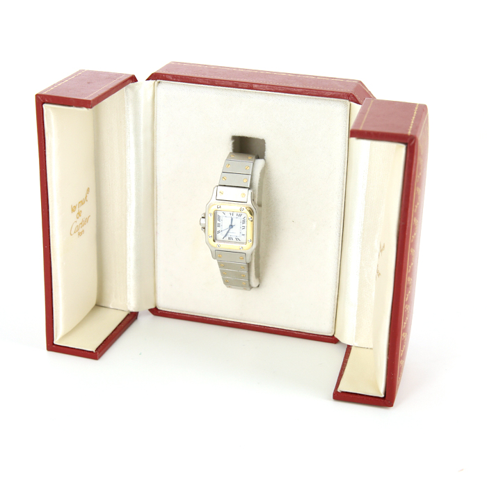 Cartier Santos Galbée watch in gold and stainless steel Ref:  Santos De Cartier-Galbée Circa  1990 - Detail D2